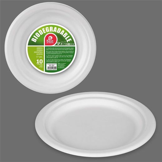 Platos De Cartón Redondos De Postre Blancos Ø17 Cm, 10 Uds