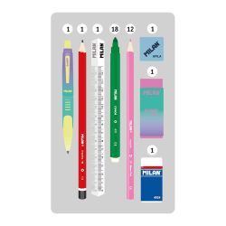 Plumier De 2 Pisos Con Contenido Sunset, Negro Y Rosa Milan