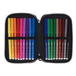 Plumier De 2 Pisos Con Contenido Sunset, Negro Y Rosa Milan