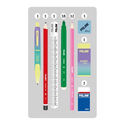 Plumier De 2 Pisos Con Contenido Sunset, Negro Y Verde Milan