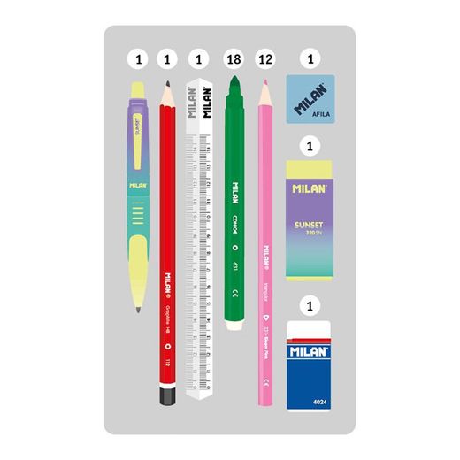 Plumier De 2 Pisos Con Contenido Sunset, Negro Y Verde Milan