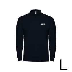 Polo Negro Manga Larga Talla-L 65% Poliéster 35% Algodón