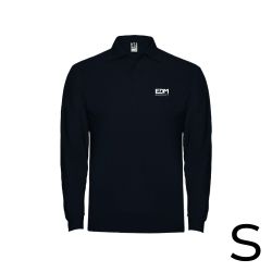 Polo Negro Manga Larga Talla-S 65% Poliéster 35% Algodon