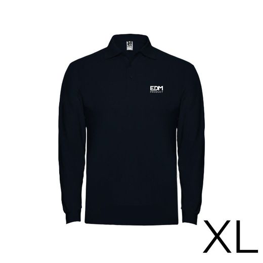 Polo Negro Manga Larga Talla-Xl 65% Poliéster 35%Algodon