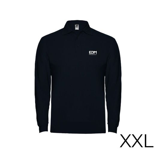 Polo Negro Manga Larga Talla-Xxl 65% Poliéster 35% Algodon