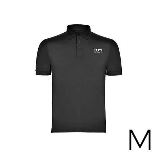 Polo Negro Talla-M Manga Corta Bordado