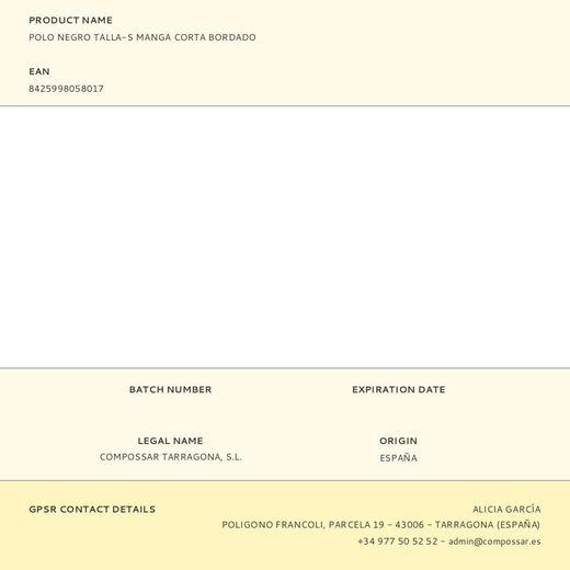 Polo Negro Talla-S Manga Corta Bordado