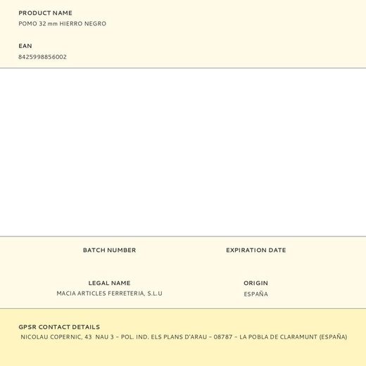 Pomo 32 Mm Hierro Negro