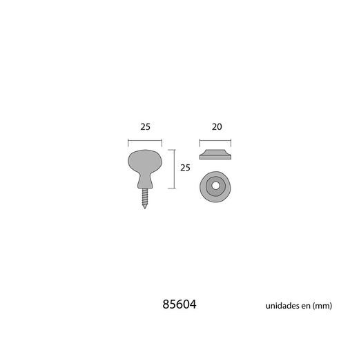 Pomo Ovalado 22Mm Hierro Forjado