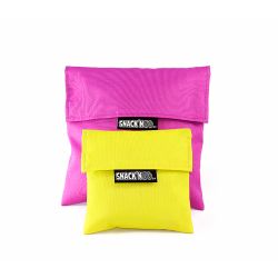 Porta Snacks Reutilizables Snack'N'Go Lila - Amarillo 14 X 14 Cm Y 20 X 20 Cm 2 Uds