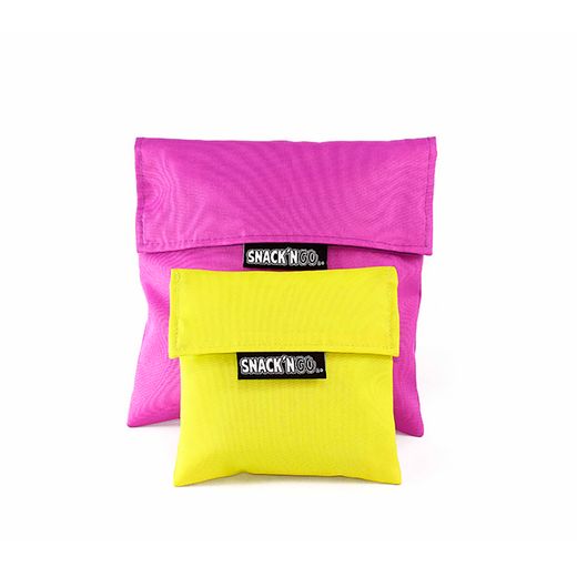 Porta Snacks Reutilizables Snack'N'Go Lila - Amarillo 14 X 14 Cm Y 20 X 20 Cm 2 Uds