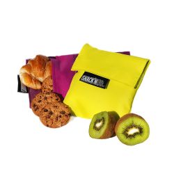 Porta Snacks Reutilizables Snack'N'Go Lila - Amarillo 14 X 14 Cm Y 20 X 20 Cm 2 Uds