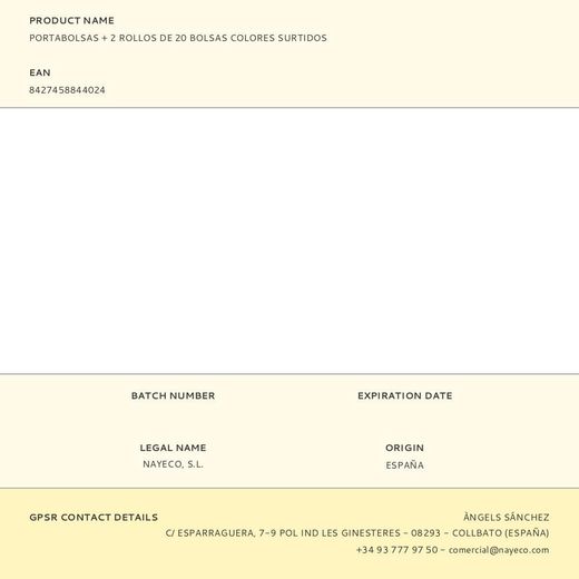 Portabolsas + Rollo De 20 Bolsas Higiénicas Colores Surtidos 2 Uds