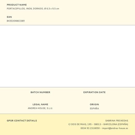 Portacepillos, Inox, Dorado, Ø 6,5 X 9,5 Cm