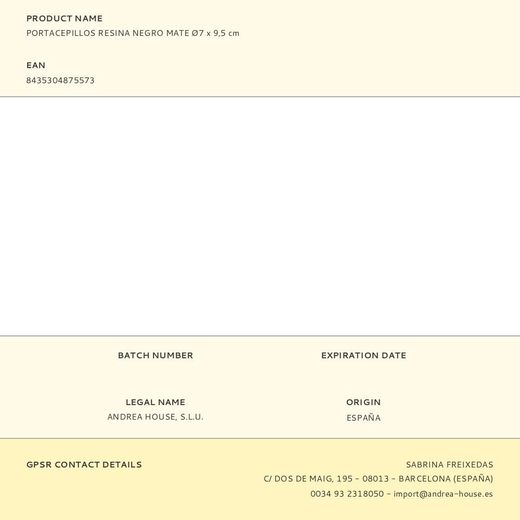 Portacepillos Resina Negro Mate Ø7 X 9,5 Cm