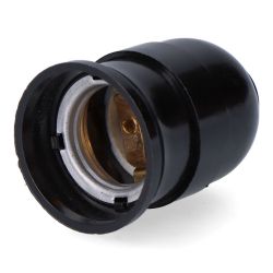 Portalámparas Baquelita Interior Cerámico E27, 4 A 230 V, Negro, Ø43 X 65 Mm (Retractilado)