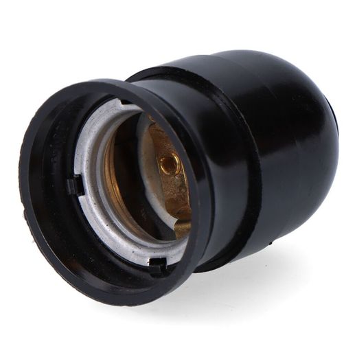 Portalámparas Baquelita Interior Cerámico E27, 4 A 230 V, Negro, Ø43 X 65 Mm (Retractilado)