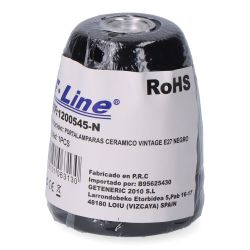 Portalámparas Cerámico Vintage E27, 100 W 250 V, Negro, Ø47 X 59 Mm (Retractilado)