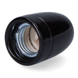 Portalámparas Cerámico Vintage E27, 100 W 250 V, Negro, Ø47 X 59 Mm (Retractilado)