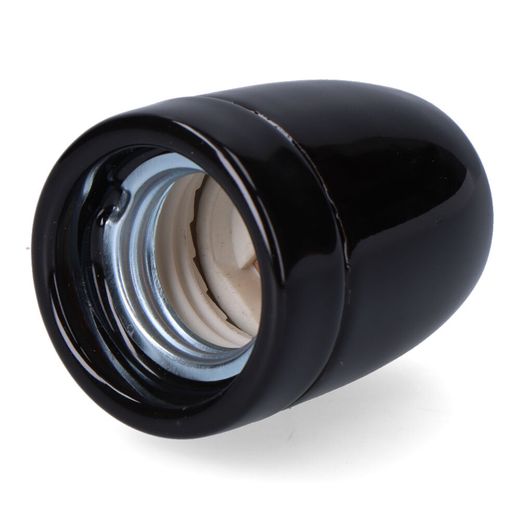 Portalámparas Cerámico Vintage E27, 100 W 250 V, Negro, Ø47 X 59 Mm (Retractilado)