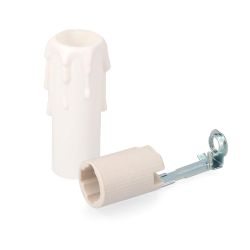 Portalámparas E-14 Porcelana + Vela Mediana Blanca (Envasado)