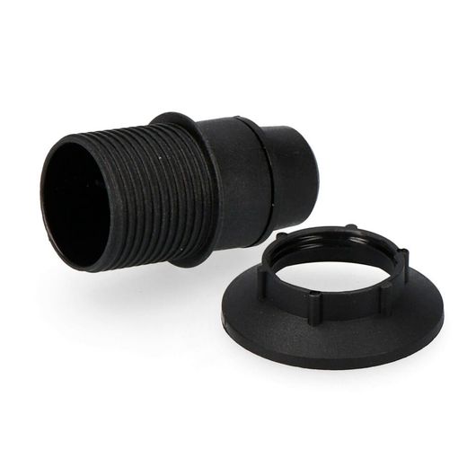 Portalámparas E14 Semiroscado + Arandela Negro (Envasado)