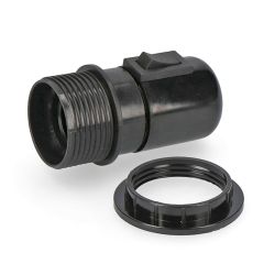 Portalámparas E27 Con Interruptor + Arandela Negro (Envasado)