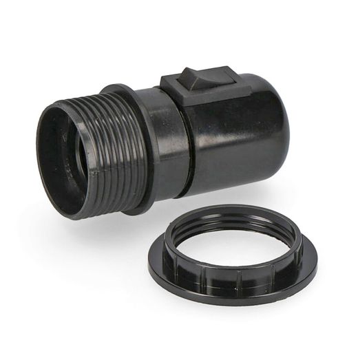 Portalámparas E27 Con Interruptor + Arandela Negro (Envasado)