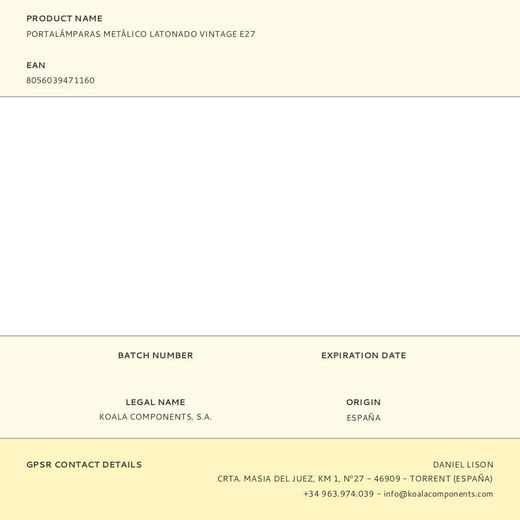 Portalámparas Metálico Latonado Vintage E27