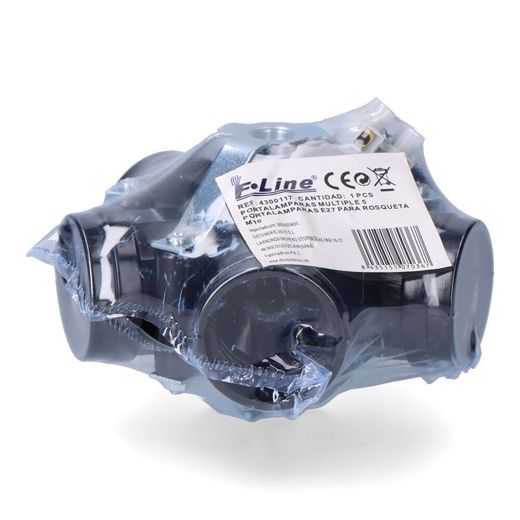 Portalámparas Múltiple, 5 Portalámparas E27, M10, 4 A 250 V, Negro (Retractilado)