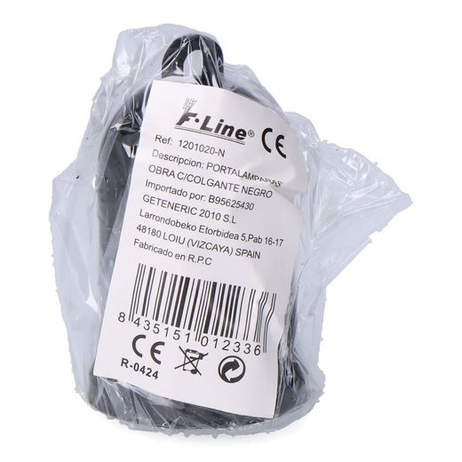 Portalámparas Obra Con Colgante E27, 4 A 250 V, Negro, Ø35 X 60 Mm (Retractilado)