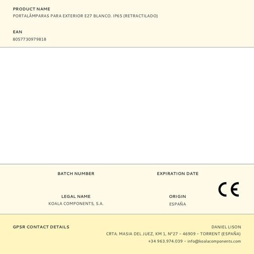 Portalámparas Para Exterior E27 Blanco. Ip65 (Retractilado)