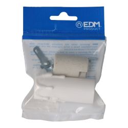 Portalámparas Porcelana E-14 + Vela Corta Blanca (Envasado)