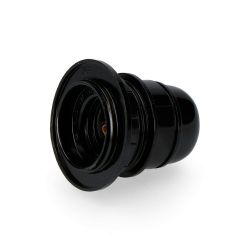 Portalámparas Semiroscado  + Arandela E-27 Negro (Envasado)