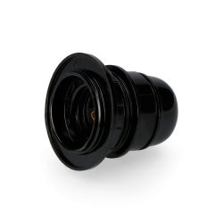 Portalámparas Semiroscado  + Arandela E-27 Negro (Envasado)