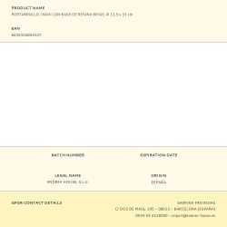 Portarrollo Inox Con Base De Resina Beige Ø13,5 X 33 Cm