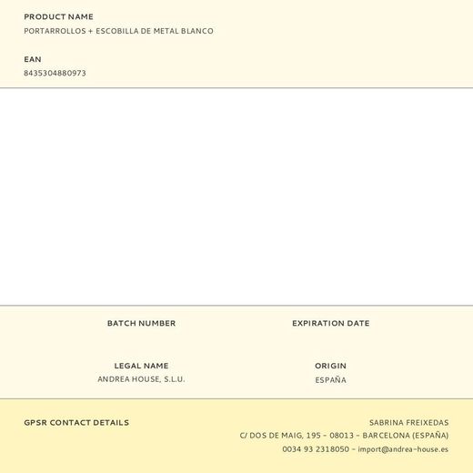 Portarrollos + Escobilla De Metal Blanco