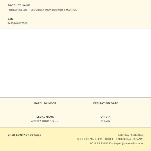 Portarrollos + Escobilla Inox Dorado Y Marmol
