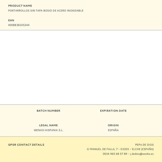 Portarrollos Sin Tapa Bosio De Acero Inoxidable