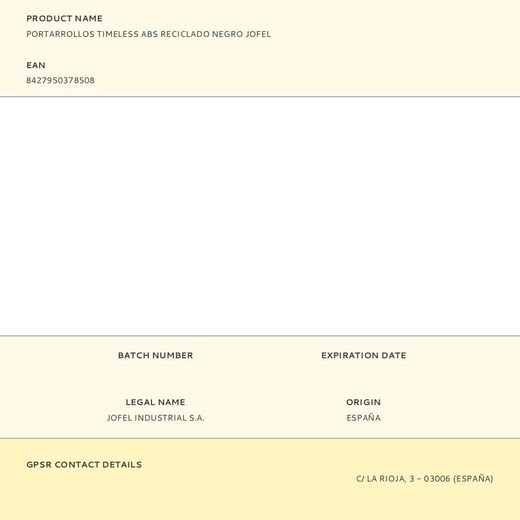 Portarrollos Timeless Abs Reciclado Negro Jofel