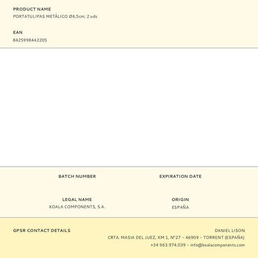 Portatulipas Metálico Ø6,5Cm, 2 Uds