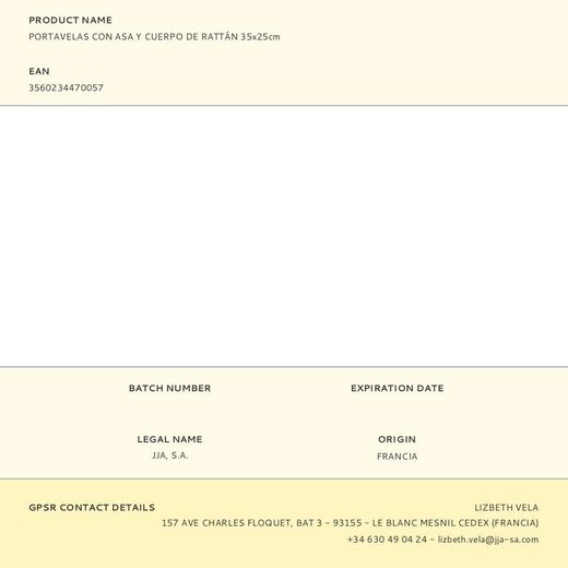 Portavelas Con Asa Y Cuerpo De Rattán 35X25Cm