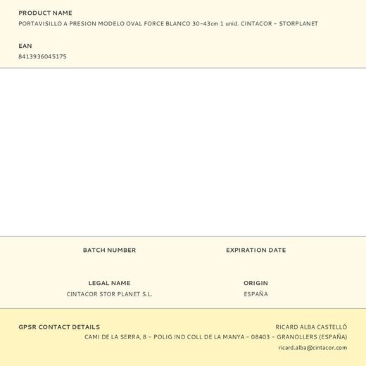 Portavisillo Extensible A Presión Modelo Oval Force Blanco, 30 - 43 Cm