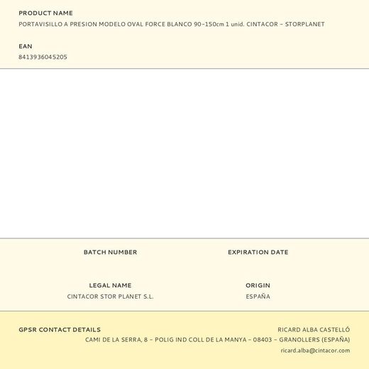 Portavisillo Extensible A Presión Modelo Oval Force Blanco, 90 - 105 Cm