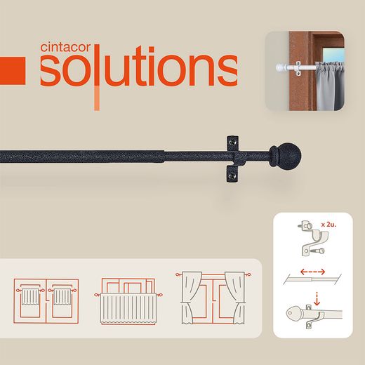 Portavisillo Extensible Deco Esfera Negro, 50 - 75 Cm