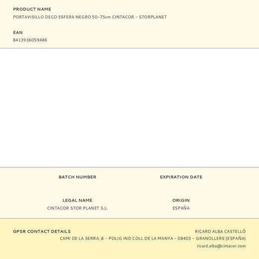 Portavisillo Extensible Deco Esfera Negro, 50 - 75 Cm