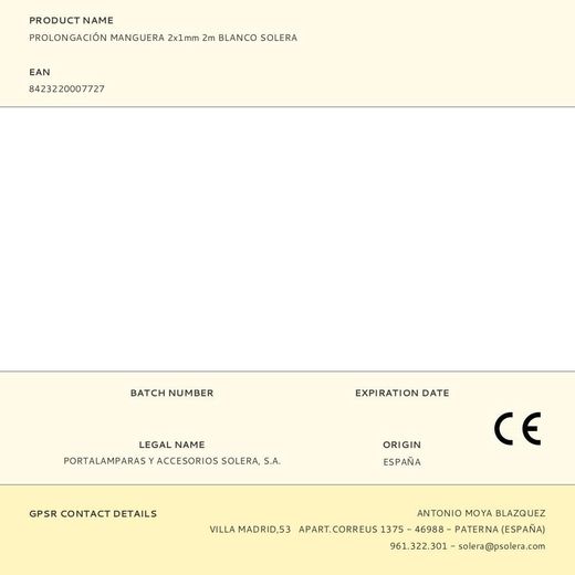 Prolongación Manguera 2X1Mm 2M Blanco