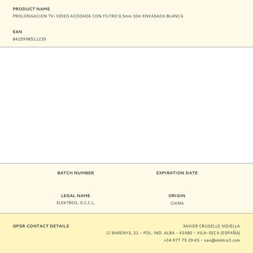 Prolongacion Tv-Video Acodada Con Filtro 9,5Mm 10M Envasada Blanca