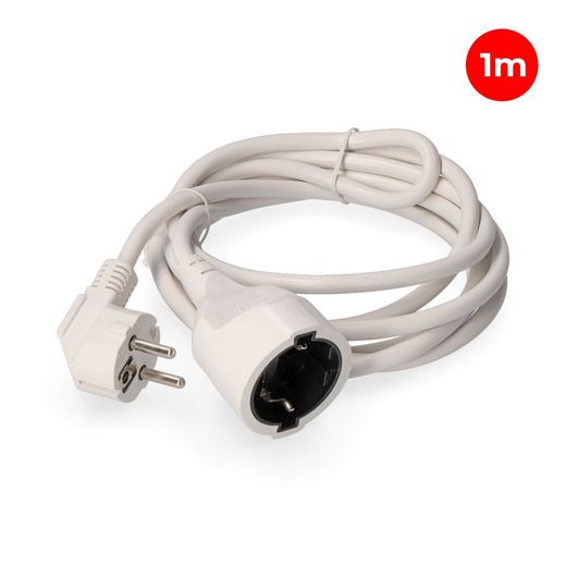 Prolongador Con 1 Toma 2P+T, 16A 250V~ 1 M De Cable H05Vv-F 3G1,5Mm², Blanco