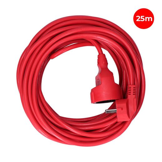 Prolongador Con 1 Toma 2P+T, 16A 250V~ 25 M De Cable H05Vv-F 3G1,5Mm², Rojo